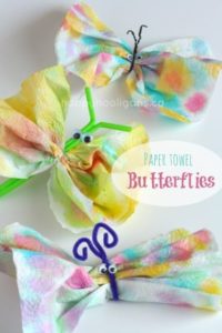 Super Cute Butterfly Craft with Color Stained Paper Towels