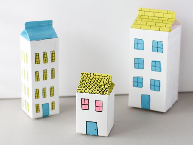 DIY Re-Purposed Cardboard Project: Milk Carton Houses