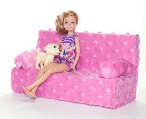 Classy DIY Barbie Couch with Cardboard Base and Fabric Cover