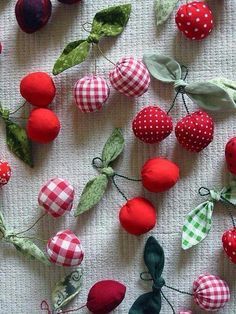 DIY Scrap Fabric Fruit Ornaments with Hanging End Loops