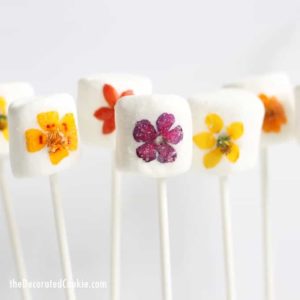 Edible Marshmallow Floral Pops with Flower Prints