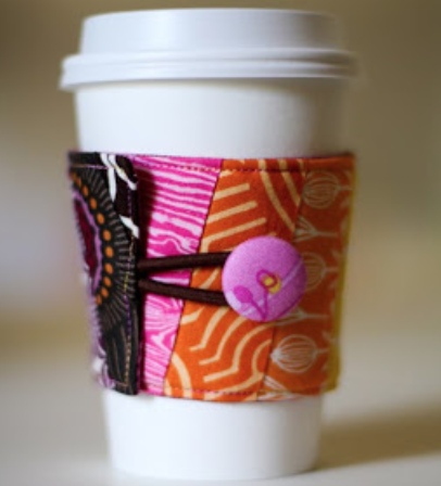 Fabric Coffee Sleeve Tutorial: DIY Coffee Warmer with Button Loop
