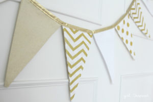 Fabric Pennant Banner with Nice Contrasting Prints and Gorgeous Golden Accent