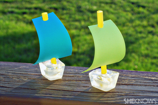 Fun Summer Craft Idea: Ice Cube Boats with Paper Sail Parts
