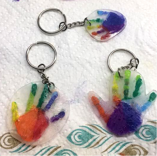 Handprint Shrinky Dink Keychains With Glittery Hand Impression Truly 