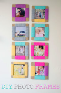 Simple Square Cardboard Photo Frame with Yarn Decoration