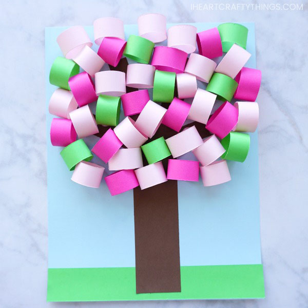 Tutorial of 3D Spring Paper Tree with Beautiful Color Accent
