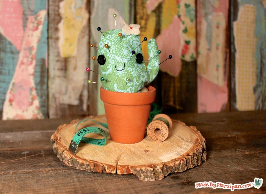 DIY Pincushion: Adorable Fabric Cactus Craft Idea from Seams And Scissors