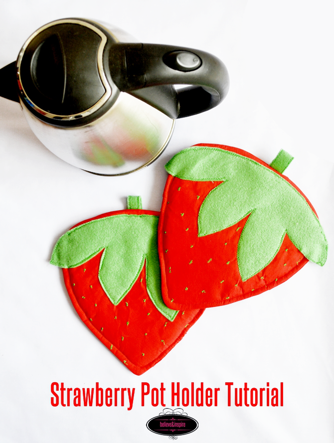 All-Sew Trendy Strawberry Pot Holders with Fabric with The Exact Color Accents