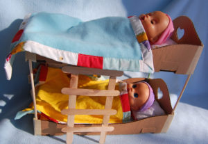 Cardboard Bunk Bed for Dolls with Popsicle Stick Stairs