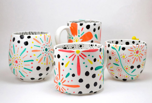 DIY Floral Mug Painting with Dashes and Dots