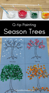 Q-Tip Season Tree Painting Idea for Toddlers