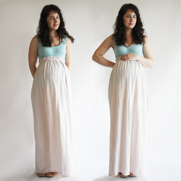 Jersey Maternity Maxi skirt with Comfy Gripping and in Subtle Cream Shade