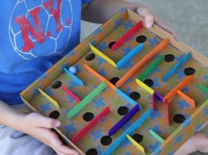 DIY Marble Maze with Empty Cardboard Box and Popsicle Sticks