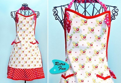Retro Style DIY Apron with Lovely Vintage Touch and a Catchy Red-&-White Color Accent