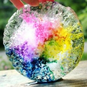 Melting Ice Science Experiment for Kids with Salt & Liquid Watercolors