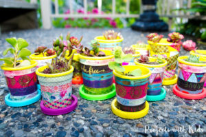 Mini Plant Pots with Nice Decorations: Eco-Friendly Spring Craft Idea for Kids