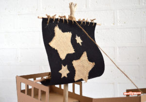 DIY Cardboard Pirate Ship with Starry Sail