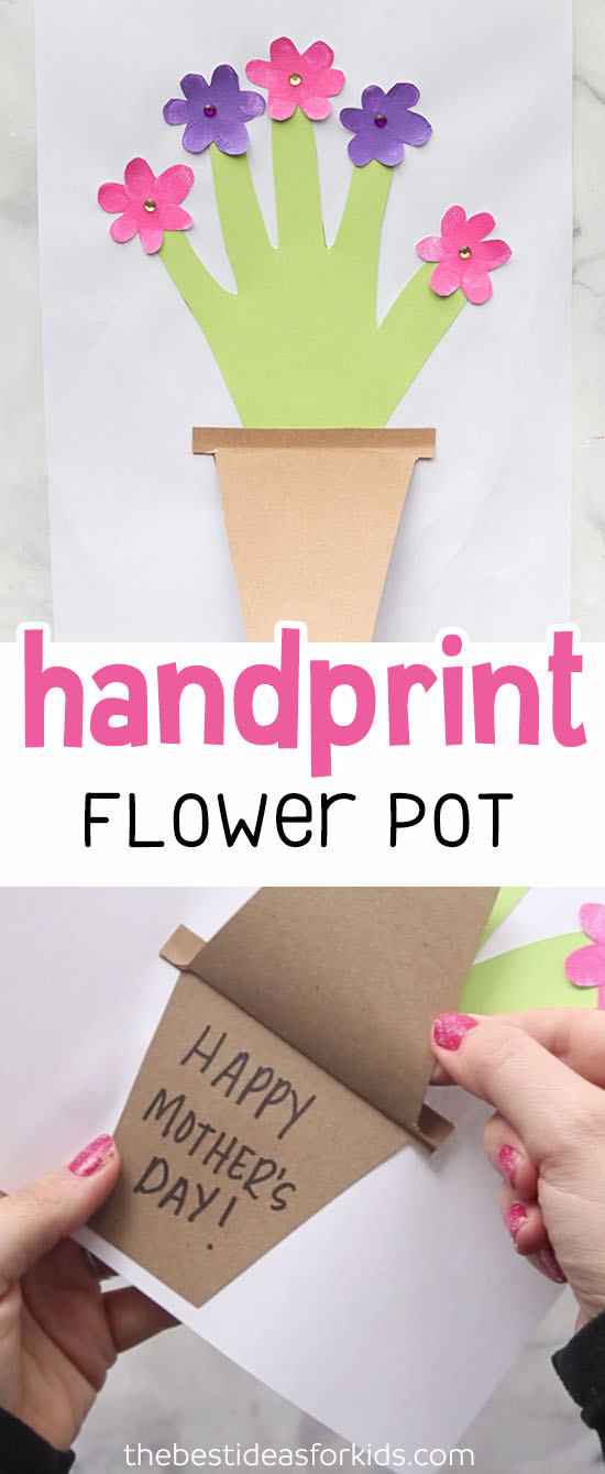 Simple Handprint Flower Pot Easiest Mother's Day Craft for