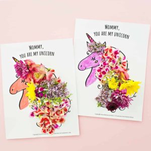 Mother’s Day Unicorn Flower Art Card on Free Printable Templates