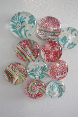Unusually Pretty Glass Fabric Magnets with Pattern Fabric Scraps