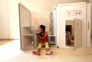 Pop-Up Cardboard Playhouse in Contemporary Form: My Space Craft