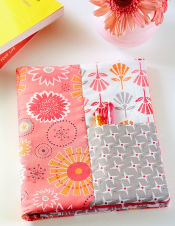 Fabric Made Notebook Cover with Yard Lining Fabric in Assorted Prints and All-Sewn Pattern