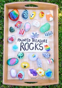 Painted Treasure Rocks with Vibrant Color Strokes