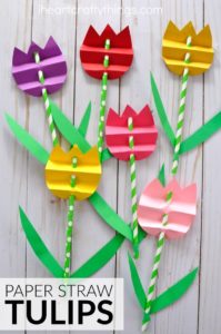 Charming Paper Straw Tulips: Easy Spring Flower Craft Idea for Kids