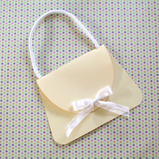 DIY Handbag Card with Jewel Sticker and Ribbon Decor