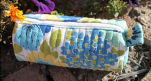 Quilted Barrel Pouch with Free Pattern and An Upward Fabric Knob By The Stitching Scientist