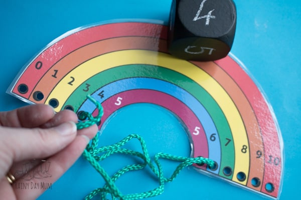 Rainbow Lacing Number Bonds: A Useful Spring Craft Idea for Kids