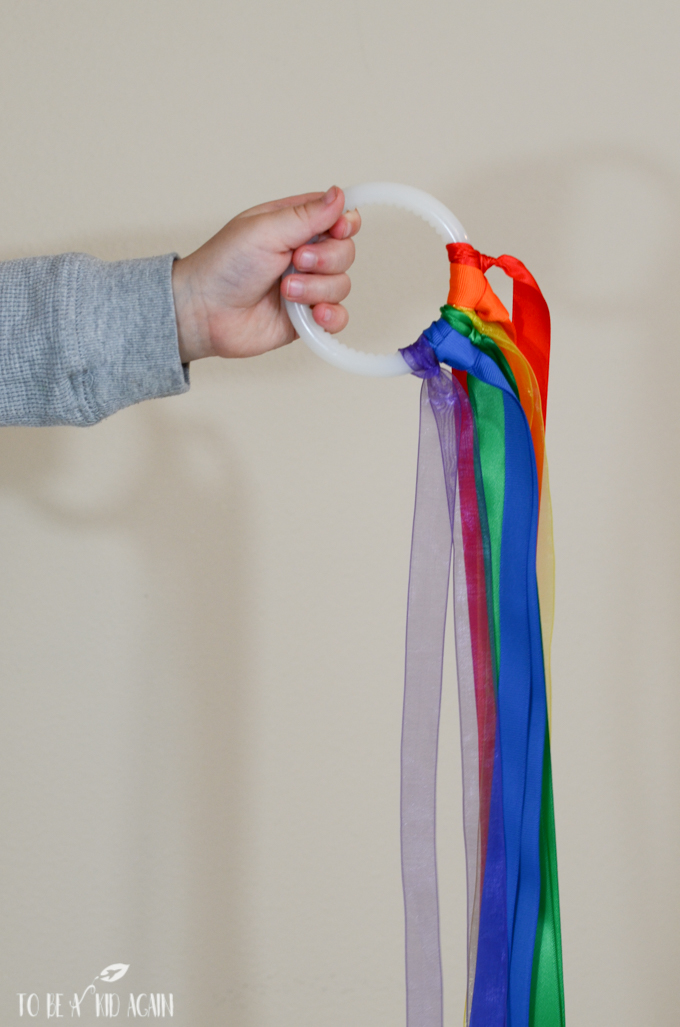 Rainbow Ribbon Wind Ring Spring Craft Toddlers