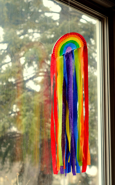Rainbow Wind-Catcher with paper Plate and Crafting Paper