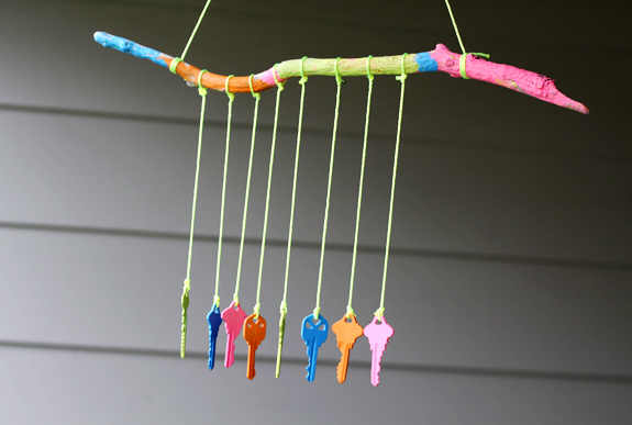 DIY Metal Key Wind Chime with Rainbow Color Accent