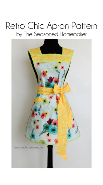 Retro Chic Apron Pattern with Yellow Contrasting Tie and Waistband