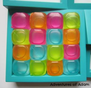 Reusable Plastic Ice Cubes with Rainbow Color Accents