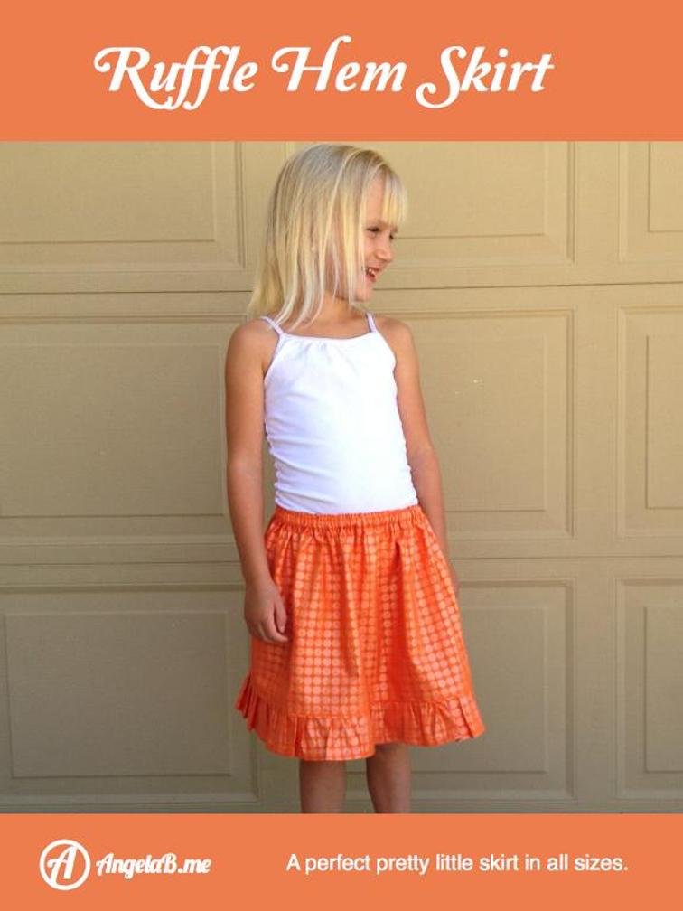 Knee-Length Ruffle Hem Skirt with Elastic Waistband in Vibrant Cotton Fabric