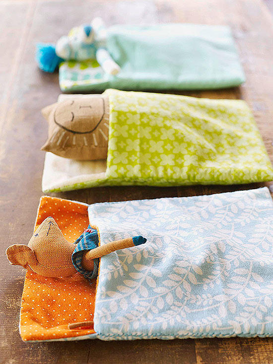 Totally Sewed and Quilted Scrap Fabric Sleeping Bag for Stuffed Animals