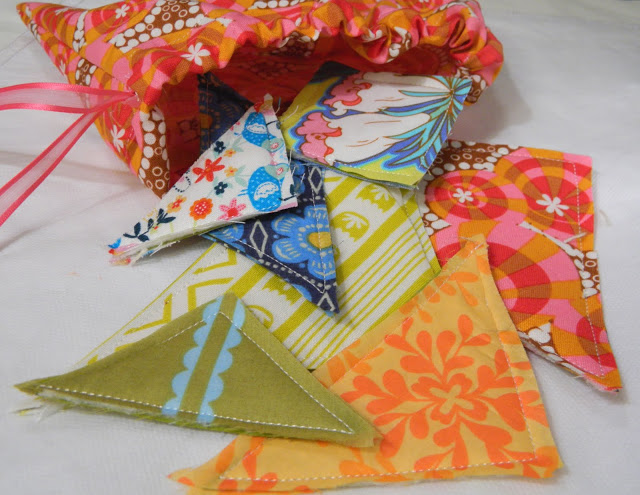 All-Sewn DIY Fabric Tangram with Fabric Scrap Drawstring Bag