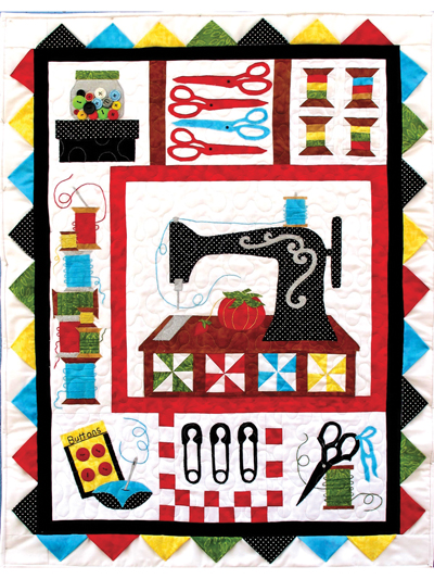 Stitch Happens Quilt Pattern with Colorful Scrap Fabric Pieces