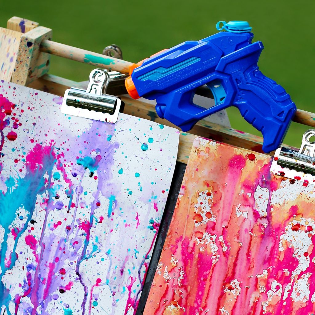 Easy Summer Activity: Gun Painting on Plain Sheet