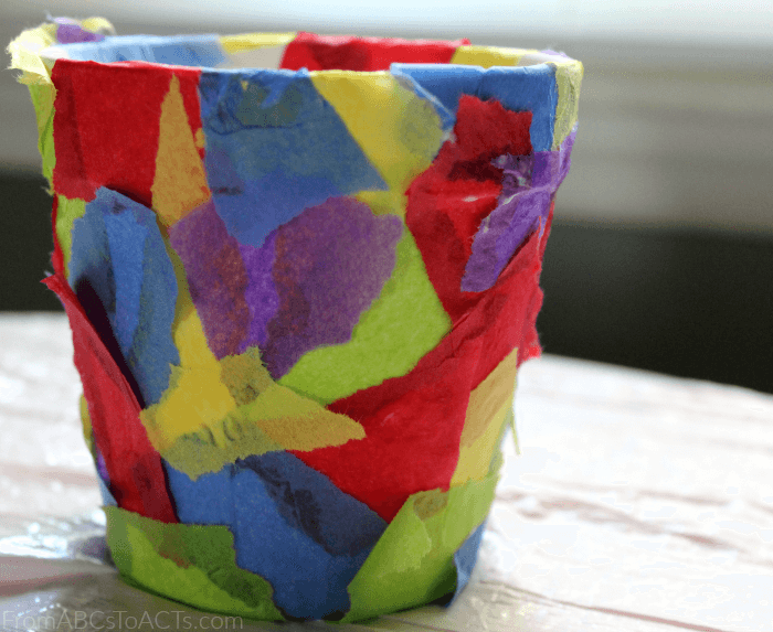 DIY Flower Pot with Catchy Tissue Paper Collage Print
