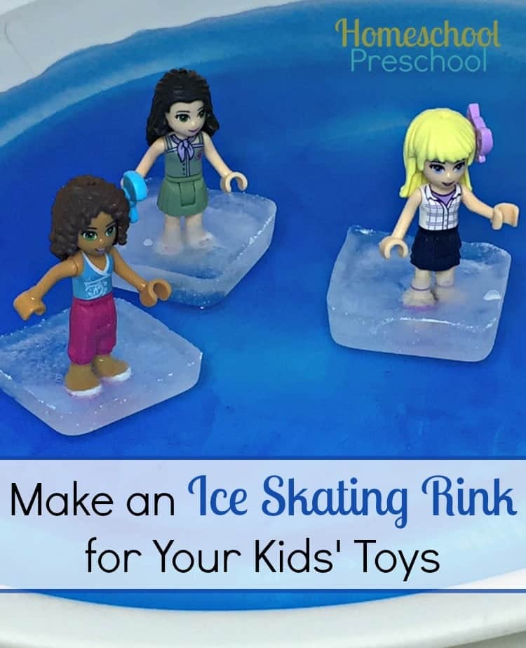 Preschool Ice Activity: Snowflakes and Ice Skating Rink with Miniature Human Figures