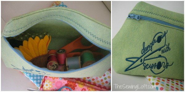 Colorful All-Felted Zipper Bag with Free-Sewn Pattern