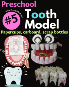 Preschool Model Tooth Plastic Bottle Crafts: Teeth Project Idea for School