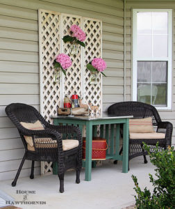 Back Porch Adornment Idea: DIY Summer Back Porch Floral Decor Idea on Cane-Made Partition