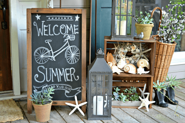 Super Charming Porch Decor Idea for Summertime in Seashore Style with Seashells and Other Ocean- ...