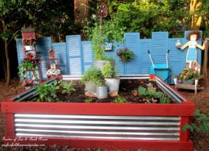 Super Charming Raised Garden Planter Made of Pressure-Treated Lumber with Glossy Metallic Walls