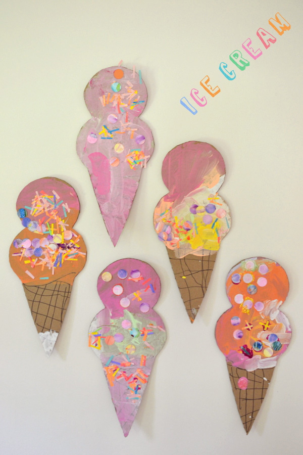 Cardboard Ice Cream Cones from Free Printable Templates with Catchy Sprinkle Crafts